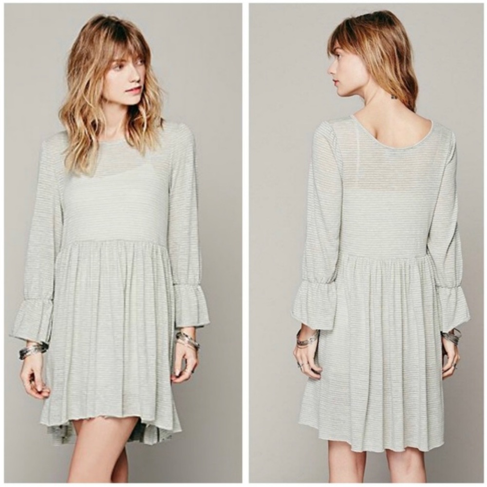 FREE PEOPLE FP BEACH Jess Dress Size Medium in Sage Green Striped